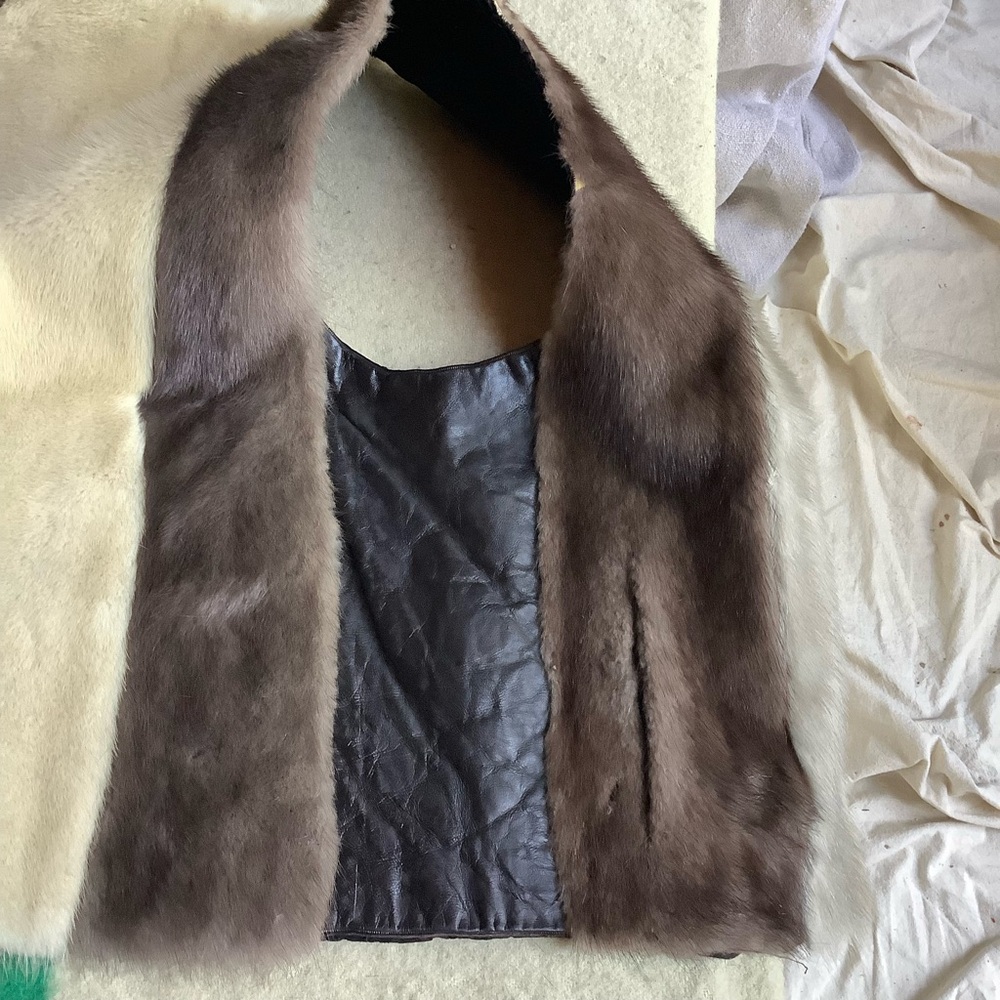 Vintage 60s Real Fur and Leather Vest - Picture 6 of 11